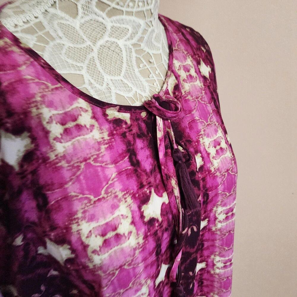 Flawless pink snakeskin patterned blouse Linea by Louis Dell'Olio 1X adorb - Picture 5 of 6